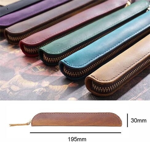 Retro Crazy Horse Leature Leather Stationery Pencily Case Storage Bag box Disual Stageery Box (Green) in Kuwait