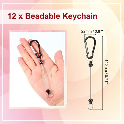 PATIKIL Beadable Keychain Bars, 12 Pcs Metal Beaded Keychain Blanks Bulk Making Supplies Kit with Snap Hook for Pendant DIY in Saudi Arabia