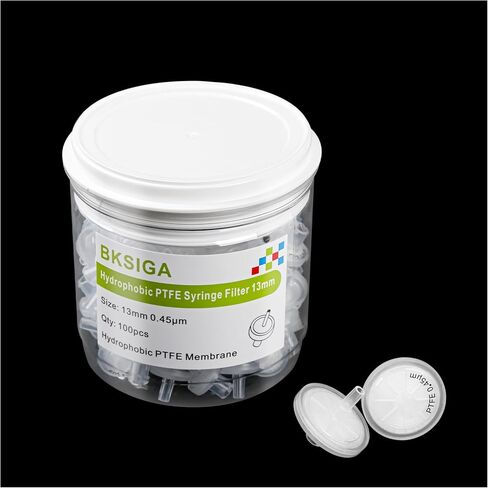 مرشحات الحقنة PTFE 100 قطعة ترشيح مسعور 25 مم قطر 0.45 ميكرومتر حجم المسام in Kuwait