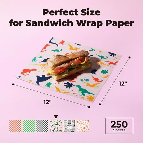 [250 Sheets] 12x12" Deli Paper Sheets, Newsprint Dry Waxed Paper, Waterproof Sandwich Wrapping, Grease-Proof Wax Paper for Food Basket, Picnic, Barbecue, Restaurants, Burgers, Fries in Kuwait