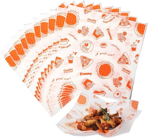 [250 Sheets] 12x12" Deli Paper Sheets, Newsprint Dry Waxed Paper, Waterproof Sandwich Wrapping, Grease-Proof Wax Paper for Food Basket, Picnic, Barbecue, Restaurants, Burgers, Fries in Kuwait