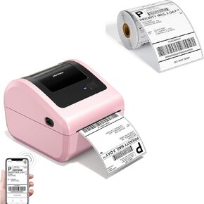 D450BT Bluetooth Shipping Label Printer and 250Pcs Roll Thermal Labels, Wireless Thermal Label Printer for Small Business, Thermal Printer for Shipping Labels