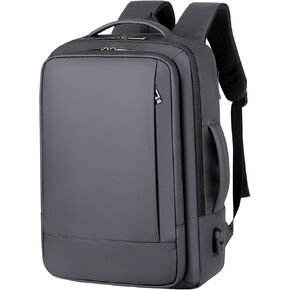 Expandable Laptop Backpack, 16 Inch Water-Resistant Bag with USB Charging Port, Business College Backpack for Men & Women, Black