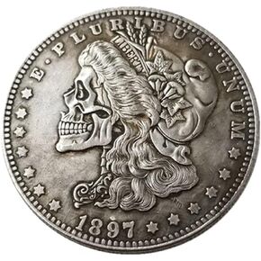 1897 الولايات المتحدة الأمريكية الهيكل العظمي الجمجمة الرجعية المتوترة للفنون التذكارية المتماثل
