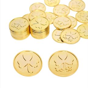 30 PCS 3 Leaf Metal Clover Coins St. Patrick's Gold Coins Shamrock Leprechaun Coins Lucky Coins Round Coin Coin