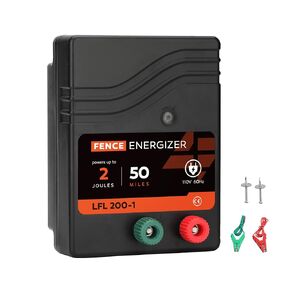 Electric Fence Charger AC Powered 100 Miles 300 Acres, 110 Volt 6.7 Joule Plug-In Electric Fence Energizer, Output Voltage Max 10.2 kV for Livestock, Preventing Predators from Intruding