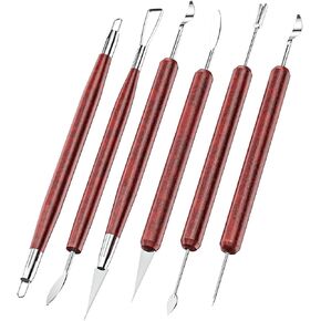 Clay Tools Sculpting, Double-Sided Polymer Carving Tools Kit, Wood Ceramic Tool Set for Pottery, Air Dry Clay, Polymer Clay, Sculpting, Modeling, Pumpkin Carving and Supplies (6PCS Clay Tools)