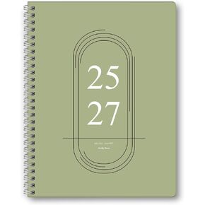 Monthly Planner 2025-2026, Calendar 24 Months Planner with Flexible PVC Cover for Home,School and Office Work, 7" x 9", Jan 2025 - Dec 2026-Green