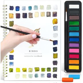 Watercolor Workbooks, 12 Colors Water Color Books Paint Set for Adults, Watercolor Coloring Book for Beginners, Water Color Workbook, Watercolor Paint Book for Kids Adults Teens (Flowers)
