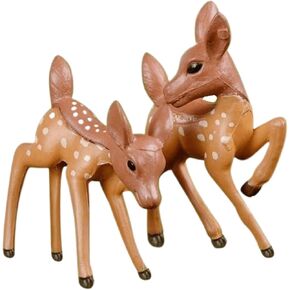 Miniature Deer Figurines - 2 Pack Resin Woodland Animal Ornaments for Fairy Garden, Dollhouse, Micro Landscape, and Home Decor | DIY Forest Animal Crafts, Cake Toppers, and Garden Decoration Supplies