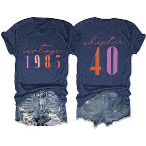 40th Birthday Gift Shirts Vintage 1983 Original Parts Tshirt for Women Letter Print Retro Birthday Casual Tee Tops