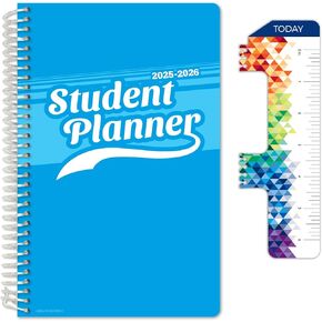 Global Datebooks Dated Middle School or High School Student Planner for Academic Year 2025-2026 Includes Ruler/Bookmark and Planning Stickers (Block Style - 5.5"x8.5" - Galaxy)