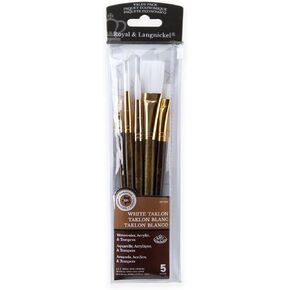 Royal Brush Langnickel White Taklon Brush Set Pack ، Stroke (9163)