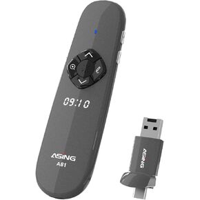 Asing 2-in-1 النوع C تسليط الضوء على عرض Laser Green Laser Plicker Wireless Prosser Remote مع مؤشر رقمي وليزر لشاشة LCD LED التلفزيونية ، وعروض عرض الوقت FCROUS FOR POWERPOINT
