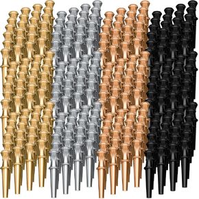 Lounsweer 300 PCS Metal Cribbage Pegs Progs Crib Board Pegs 4 ألوان الأوتاد السرير تتناسب مع 1/8 ثقوب مع تصميم حقيبة تخزين مدبب للعائلة والأصدقاء Cribbage التقليدية لعبة اللوحة