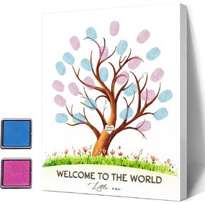 Baby Gender Reveal Fingerprint Tree, Gender Reveal Party, Baby Shower Guest Book Party Ideas, Guess the Gender, Baby Shower Guest Book with Ink Pad