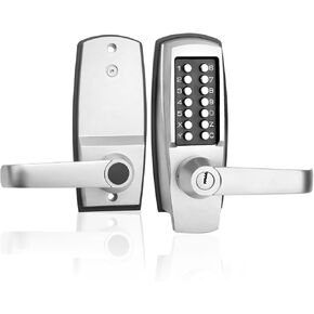 Mechanical Door Lock Without Batteries - Keyless Entry Door Lock with Handle - Easy to Install and use - Zinc Alloy keypad Lock, Waterproof and Sunlight Resistant, Suitable for Indoor or Outdoor use