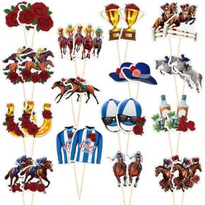 100 PCS Horse Derby Cupcake Toppers Derby Decorations Racing Racing Racing for the Roses Cupcake Picks for Comple Racing Party Party Fort
