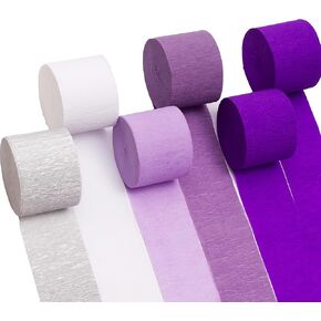 Suaxova Crepe Paper Streamers 6 Rolls 492 قدمًا ، حزمة من قوس قزح الطرف اللافتات لزخارف الحفلات ، زخارف عيد الميلاد ، زينة الزفاف (1.8 بوصة × 82 قدمًا/لفة)
