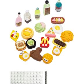 عشوائي 20pcs ملحقات مغناطيس راتنجات مصغرة لروبوت Eilik ، مع شريط مزدوج للحرف اليدوية DIY