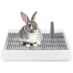 Bucatstate Extra Rabbit Streter Box ، مقلاة فضلات خنزير غينيا مع البلاستيك الصار ، مربع فضلات الحيوانات الصغيرة للأرنب ، خنازير غينيا ، فتر ، الأرنب ، الكلب 22x18x3 بوصات