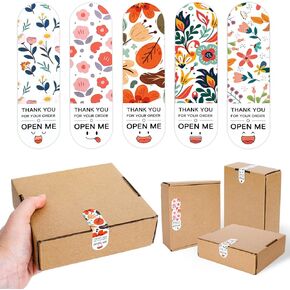 anydesign 300pcs هدايا مربع الختم ملصق زهرة جمالية وملصقات هدايا التعبيرات اللطيفة ، شكرًا لك على ملصقات زخرفية لطلبك لمحلات التجزئة عبر الإنترنت الصغيرة على الإنترنت