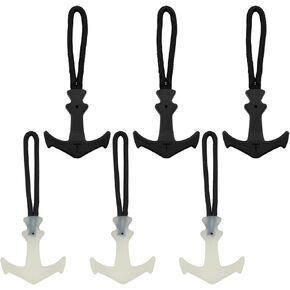 FINBE 6 قطع من T-Zipper Prowpack Prowpack ثقيلة T-Zipper Puller مناسبة للمعدات الرياضية على ظهرها ثلاثة أسود وثلاثة ألوان مضيئة بيضاء