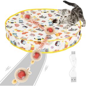 كرة لعبة Cat التفاعلية للقطط الداخلية ، 2025 لعبة جديدة سريعة للقطات على السجاد ، كرة قطة تلقائية تفاعلية ذكية للهدايا ، تتحرك كرة لعبة القطط مع الماوس المقلدة من الحبل (الأزرق)