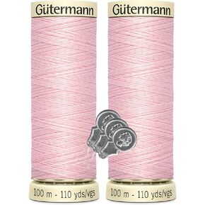 خياطة Gutermann الخيط 110 ياردة كل بوليستر ، حزمة 2 عبوة مع Threaders Bella's Crafts Needle (305-PETAL PINK)