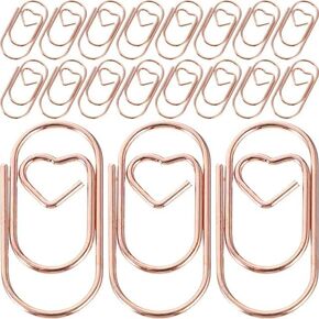 100 PCS Rose Gold Love Love على شكل قلب مقاطع ورقية ، 0.78 بوصة من الدبوس الورقي المصغر اللطيف لمقاطع المكتب المنزلي للمكتب المدرسي ، المشابك والخواتم