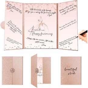 Crenics Rose Gold Bridal Shower Decorations, Bride to Be Guest Book Alternative, Bachelorette Signature Book 18" x 12", Great Bridal Shower Keepsake Gifts