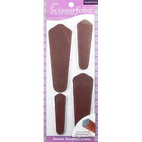 غلاف مقص بواسطة Scissorfobz مع مقصات المقص - الحزمة -4 أحجام - يغطي مقص المصمم أصحاب خياطة خياطة التطريز - هدية المجاري المرشحات - Top Grain Texas Tan Color. S-36