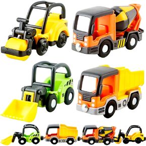 4 PCS البلاستيك ألعاب البناء المصغرة للسيارات الخلاطات شاحنة شاحنة حفارة للأطفال للأطفال
