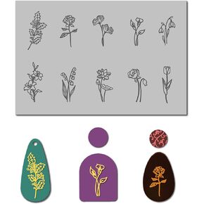 Arbuya Flower Flowers Polymer Clay Texture Mate لأقراط صنع المجوهرات ، شهر أوراق نسيج طين Holly Holly لمشاريع الطين البوليمر