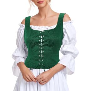American Trends Women Pirate Renaissance Vest Cosplay Costume Waistcoat Halloween Steampunk Gothic Medieval Bodice in Saudi Arabia