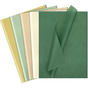 120 Sheets Gift Tissue Paper Bulk, Green Tissue Paper for Gift Bags Sage Green Gold Beige Wrapping Paper for Baby Shower Wedding Birthday Mother's Day Art Crafts, 14 x 20 Inch
