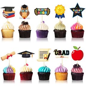 100 PCS رياض الأطفال التخرج كب كيك Toppers Preschool Preschool Topper Preschool Party Party Favors Grad 2025 Decortuation Decorations Supplies for Boys Girls (Classic)