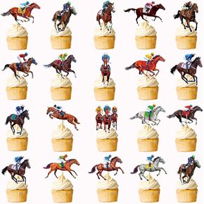 36pcs Kentucky Derby Cupcake Toppers Horse Racing Cupcake Topcake Topcake Topcake Decorations Derby لـ Kentucky Derby Party Decorations Horse Racing Decorations Kentucky Derby Party Supplies