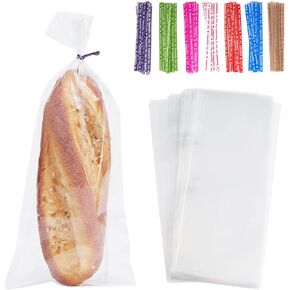 Tendwarm 100 PCS 4x11 بوصة واضحة Cello Cellophane معالجة الأكياس مع 7 Mix Colors Twist Tivies Perfect for Birthday Taving Candles Pretzel Icy Candy المصاصة