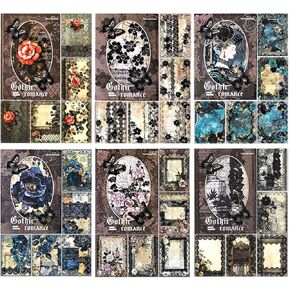60 Sheets Gothic Lace Edges Scrapbook Paper, Black Junk Journal Supplies for Jounaling Book Pages, Vintage Decoupage Paper for Scrapbooking, Dark Aesthetic Room Decor for Wall Collage Kit