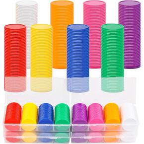 400Pcs 8 Colors Counting Chips, 1 Inch Plastic Learning Counters Disks Counting Discs Markers Bingo Chips Bulk Bingo Counting Chip Plastic Markers for Learning Math Practice