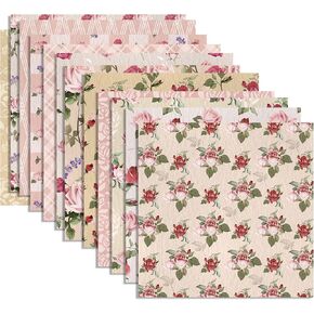 24 Sheets Pink Rose Floral Pattern Paper 12" x 12" Spring Watercolor Floral Scrapbook Paper Pad Double-Sided Flower Patterned Decorative Craft Paper Spring Pink Craft Paper Photo Album Journal Decor