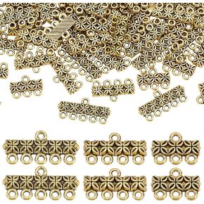 PH PandaHall 90PCS Layering Clasps, 3 Styles Chandelier Components Links Antique Golden Zinc Alloy Multi Strand Bracelet Necklace Layer Clasp for DIY Bracelet Earring Necklace Jewelry Crafts Making