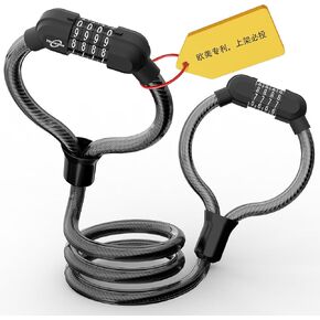 Scooter Lock, Bike Lock, Cable Lock with Combination, Double Cable Locks Anti-Theft 41 Inch for Electric Scooter, Electric Bike, Bicycle, Electric Scooter Accessories