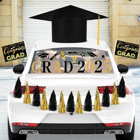 20 قطعة تخرج سيارة الديكور 2025 CAP CAP CAR Topper 16 بوصة كاب كبير الحجم كبير التهاني لافتة الدرجات مع الحبل ، العلم