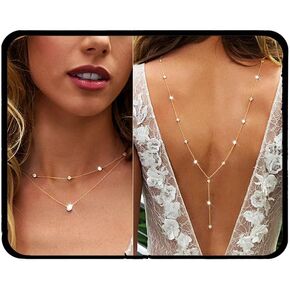 Tgirls Dainty Crystal Body Chain Sexy Backdrop Necklace Body Jewelry for Women and Girls (Silver)