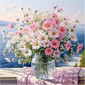 مجموعات اللوحات الماس Sjutouci للبالغين ، وأطقم فن الماس ، Daisy Flower للمبتدئين ، و Art Bead Bead 5D Diy ، و Dech Craft Home Decor 12x12 بوصة ،