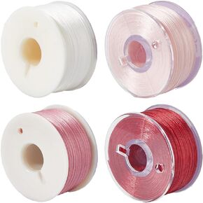 Sunnyclue 1 Box 4 Rolls 0.1mm Polyester Beading Bead Bead Bead Bead Bead Bead Thin High Gloss Knotting Weaving Silky Satin Throug