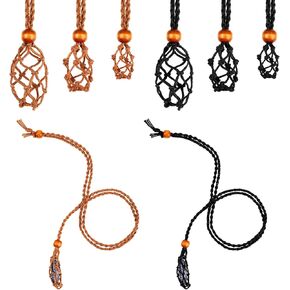 6 PCS Crystal Necklace حامل - الحبل الأسود قابل للتعديل قفص الحجر الفارغ الأسماك الحبل المصنفة لصنع المجوهرات DIY
