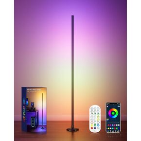 2pcs مصباح أرضية الزاوية ، مصباح زاوية LGB LED مع التحكم عن بعد ، 65 بوصة تغيير مزاجي الضوء مع التطبيق الذكي ومصباح الأرضية الحديثة مع مزامنة الموسيقى لغرفة النوم ، غرفة غرفة المعيشة